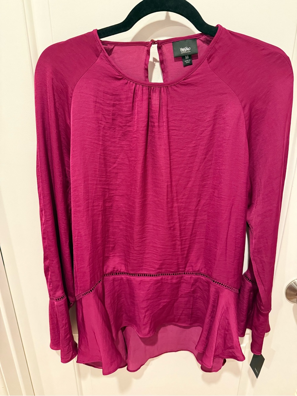 Massimo Magenta Long-Sleeve Peasant Blouse